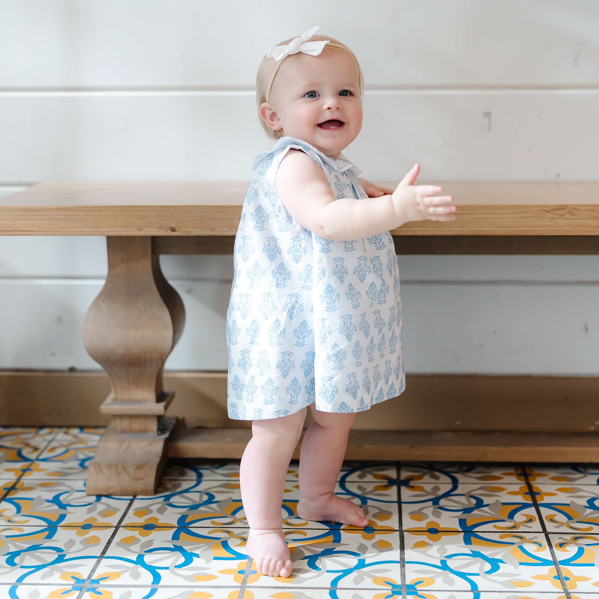 Image of Hope and Henry - Organic Ruffle Collar Dress and Bloomer Set
